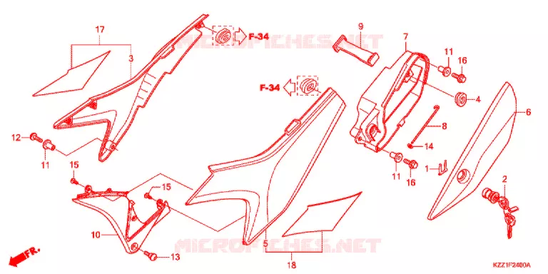 COUVERCLES LATERAUX Honda MOTO 250 CRF 2016  CRF250LF