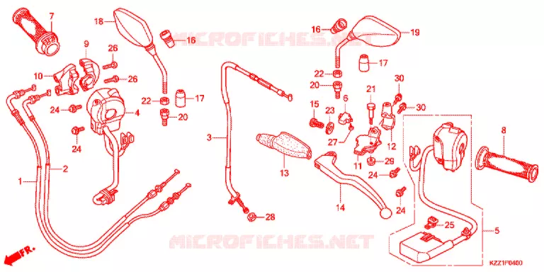 LEVIER DE GUIDON - CABLE - COMMODO Honda MOTO 250 CRF 2016  CRF250LF