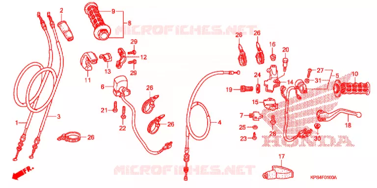 LEVIER DE GUIDON - CABLE - COMMODO Honda MOTO 230 CRF 2005  CRF230F5