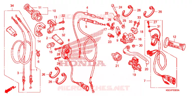 LEVIER DE GUIDON - CABLE - COMMODO Honda MOTO 250 CRF 2004  CRF250X4
