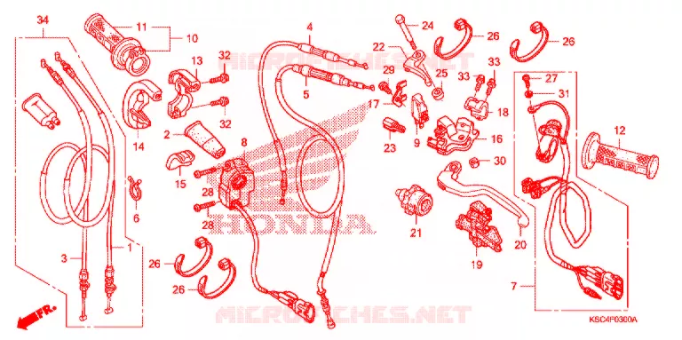 LEVIER DE GUIDON - CABLE - COMMODO Honda MOTO 250 CRF 2006  CRF250X6