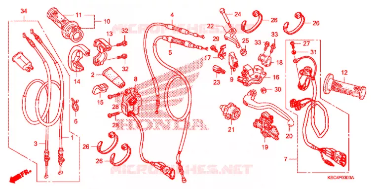 LEVIER DE GUIDON - CABLE - COMMODO Honda MOTO 250 CRF 2009  CRF250X9