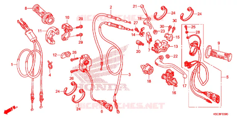 LEVIER DE GUIDON - CABLE - COMMODO Honda MOTO 250 CRF 2016  CRF250XG