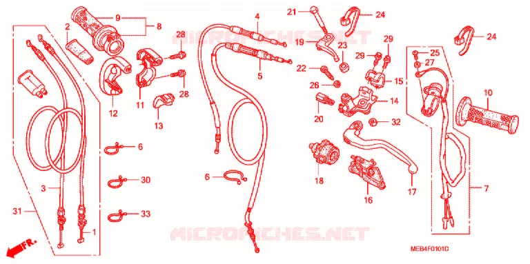 LEVIER DE GUIDON - CABLE - COMMODO (CRF450R'04-'08) Honda MOTO 450 CRF 2005  CRF450R5