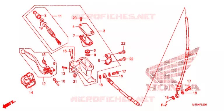 MAITRE CYLINDRE DE FREIN AVANT Honda MOTO 450 CRF 2010  CRF450RA