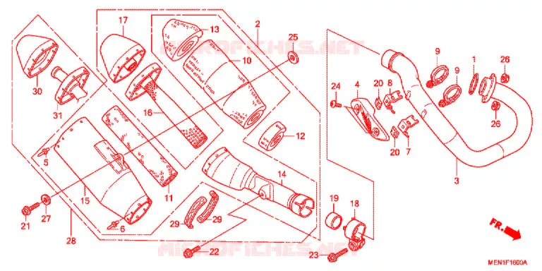 SILENCIEUX D'ECHAPPEMENT Honda MOTO 450 CRF 2012  CRF450RC