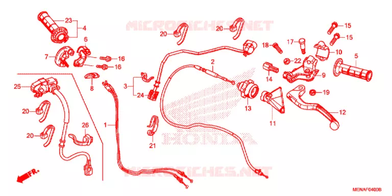 LEVIER DE GUIDON - CABLE - COMMODO Honda MOTO 450 CRF 2013  CRF450RD