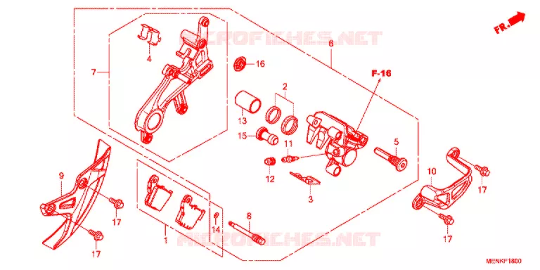 ETRIER DE FREIN ARRIERE Honda MOTO 450 CRF 2014  CRF450RE