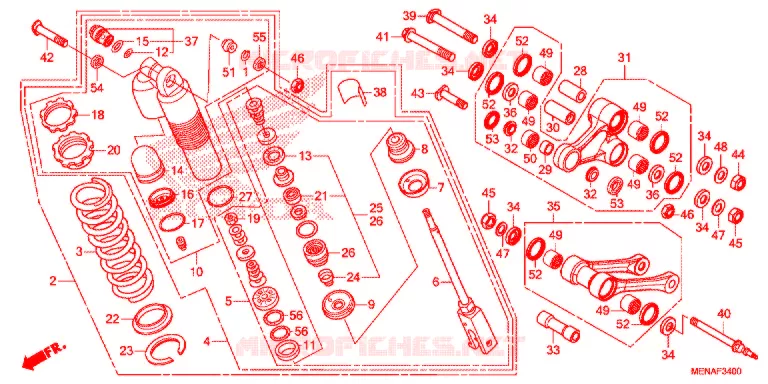AMORTISSEUR ARRIERE Honda MOTO 450 CRF 2016  CRF450RG