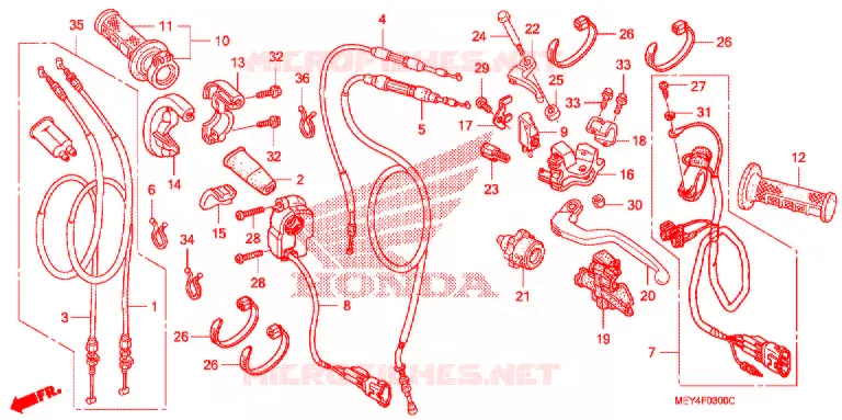 LEVIER DE GUIDON - CABLE - COMMODO Honda MOTO 450 CRF 2006  CRF450X6