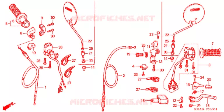 LEVIER DE GUIDON - CABLE - COMMODO Honda MOTO 200 CTX 2004  CTX2003