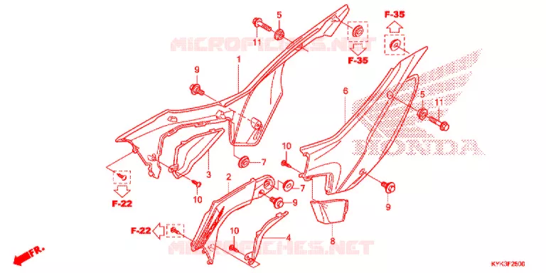 COUVERCLES LATERAUX Honda MOTO 110 CRF 2018  CRF110FH