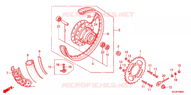 ROUE ARRIERE Honda MOTO 100 CRF 2013  CRF100FD