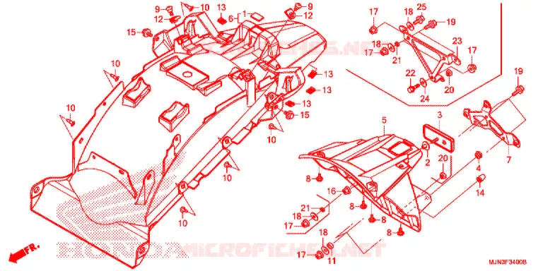 GARDE-BOUE ARRIERE Honda MOTO 1300 CTX 2016  CTX1300AG