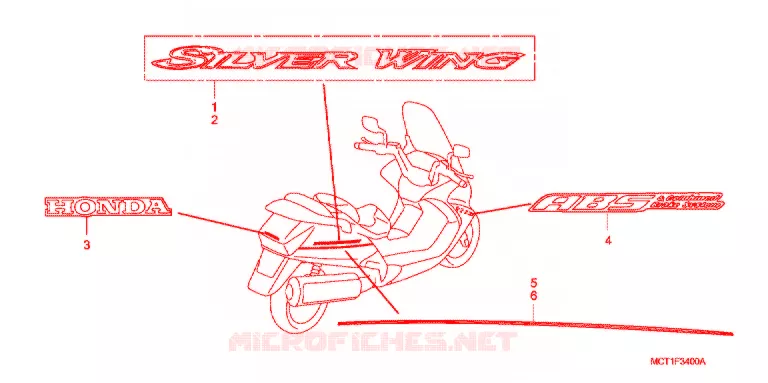 AUTOCOLLANTS Honda SCOOTER 400 SILVERWING 2002  FJS4002