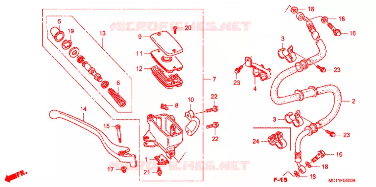 MAITRE CYLINDRE DE FREIN AVANT (FJS400/D FJS600/D) Honda SCOOTER 400 SILVERWING 2002  FJS4002