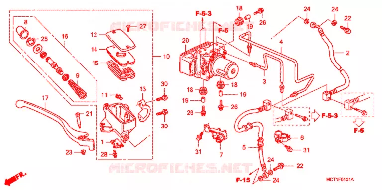 MAITRE CYLINDRE DE FREIN AVANT (FJS400A FJS600A) Honda SCOOTER 400 SILVERWING 2004  FJS400A4