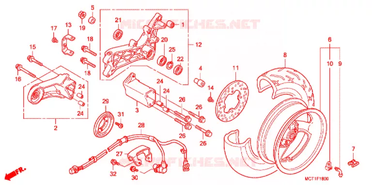 ROUE ARRIERE Honda SCOOTER 400 SILVERWING 2004  FJS400A4