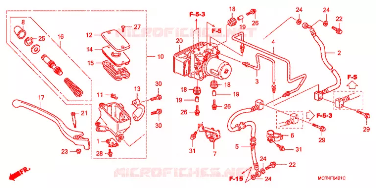 MAITRE CYLINDRE DE FREIN AVANT (FJS400A/FJS600A5-8) Honda SCOOTER 400 SILVERWING 2007  FJS400A7