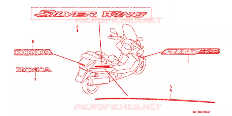 AUTOCOLLANTS (FJS400A/D/FJS600A/D5-8) Honda SCOOTER 400 SILVERWING 2007  FJS400D7