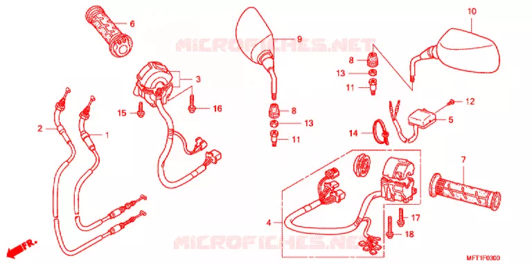 COMMODO - CABLE - RETROVISEUR Honda SCOOTER 400 SILVERWING 2014  FJS400D9_J