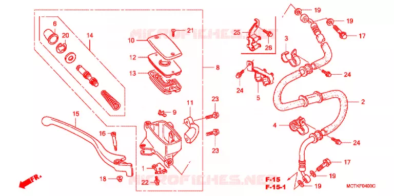 MAITRE CYLINDRE DE FREIN AVANT (FJS400D/FJS600D) Honda SCOOTER 600 SILVERWING 2011  FJS600D9