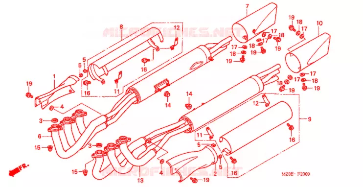 SILENCIEUX D'ECHAPPEMENT Honda MOTO 1500 GOLD-WING 2001  GL1500CD1
