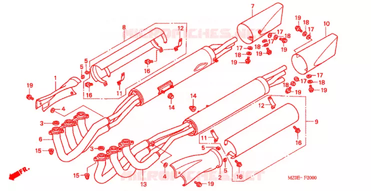 SILENCIEUX D'ECHAPPEMENT Honda MOTO 1500 GOLD-WING 2001  GL1500CD1