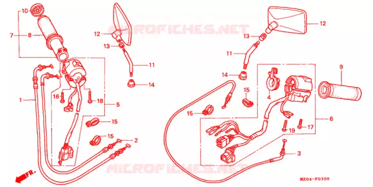 COMMODO - LEVIER - CABLE Honda MOTO 1500 GOLD-WING 2002  GL1500CD2