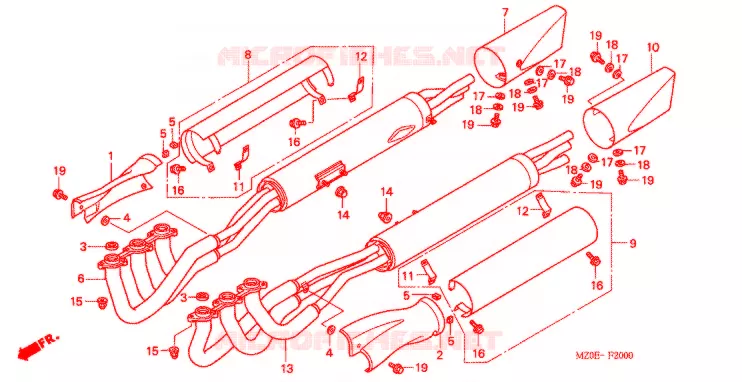 SILENCIEUX D'ECHAPPEMENT Honda MOTO 1500 GOLD-WING 2002  GL1500CD2
