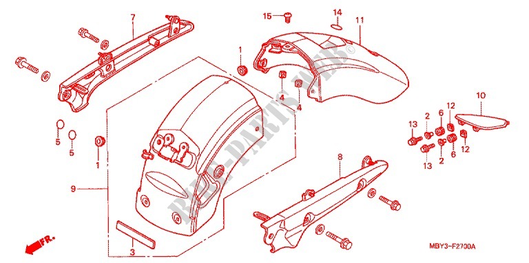GARDE BOUE ARRIERE   SUPPORT pour Honda VALKYRIE 1500 F6C INTERSTATE 2001