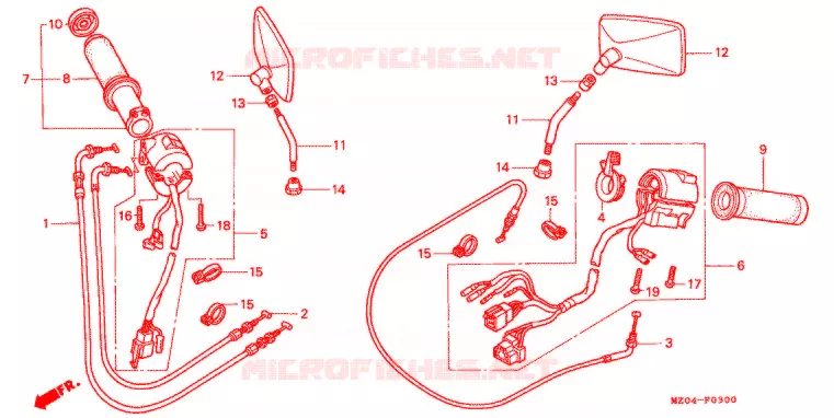 COMMODO - LEVIER - CABLE Honda MOTO 1500 GOLD-WING 1997  GL1500CTV
