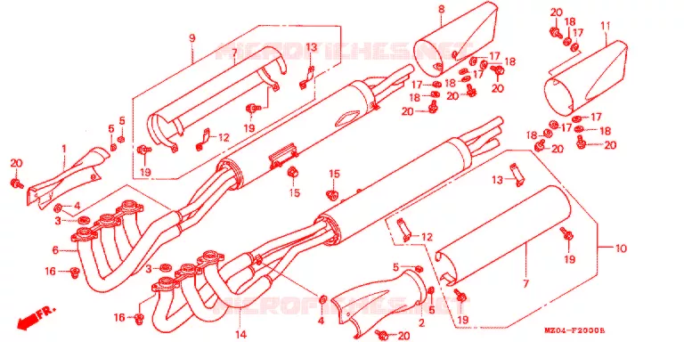 SILENCIEUX D'ECHAPPEMENT Honda MOTO 1500 GOLD-WING 2000  GL1500CTY
