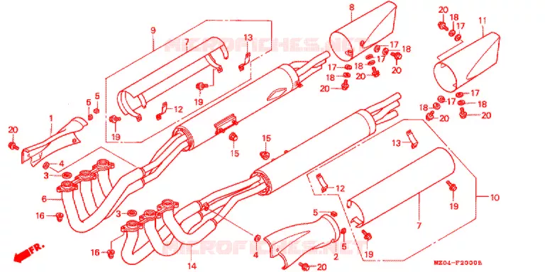 SILENCIEUX D'ECHAPPEMENT Honda MOTO 1500 GOLD-WING 1997  GL1500CV