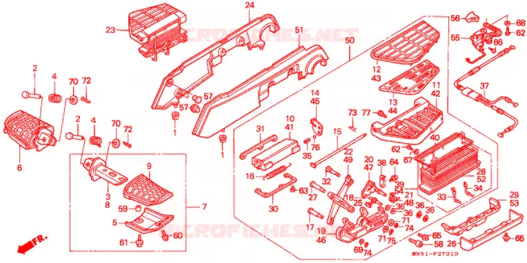 REPOSE PIED (GL1500SEL/M/N/P/R/S) Honda MOTO 1500 GOLD-WING 1992  GL1500SEN