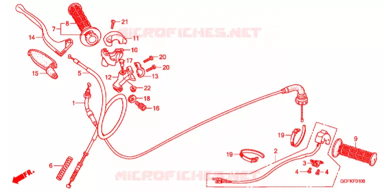 LEVIER DE GUIDON - CABLE - COMMODO Honda MOTO 70 CRF 2010  CRF70FA