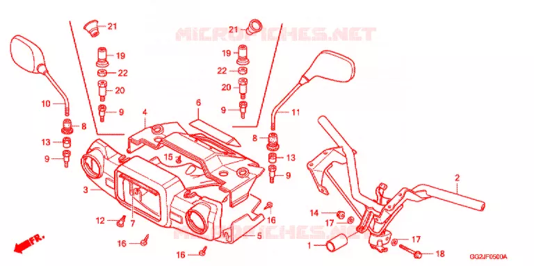 GUIDON - CARENAGE Honda SCOOTER 50 GYRO 2002  NJ50MD2