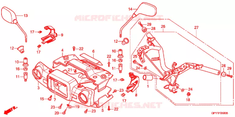 GUIDON - CARENAGE Honda SCOOTER 50 GYRO 2013  NJ50MDB