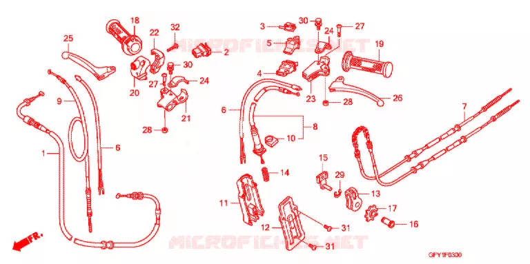 LEVIER DE GUIDON - CABLE - COMMODO Honda SCOOTER 50 GYRO 2012  NJ50MDB