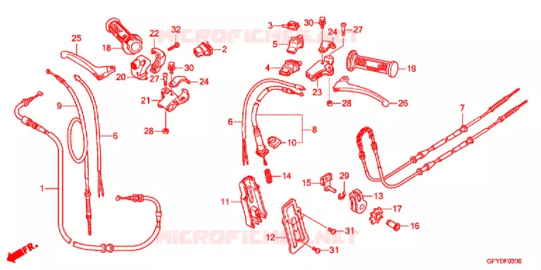 LEVIER DE GUIDON - CABLE - COMMODO Honda SCOOTER 50 GYRO 2012  NJ50MDB