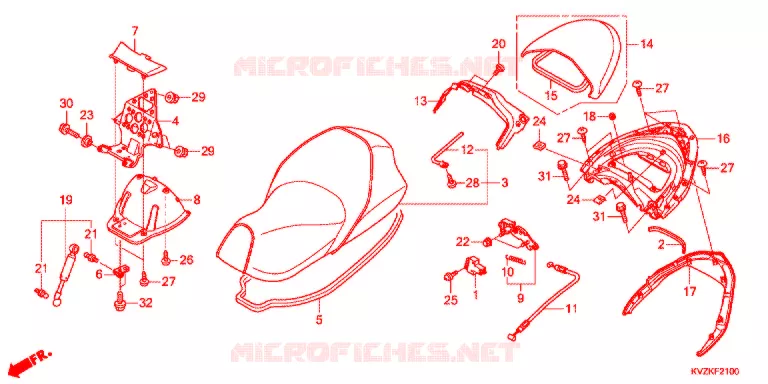 SELLE - POIGNEE ARRIERE Honda SCOOTER 250 FORZA 2016  NSS250AAB