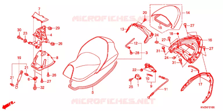 SELLE - POIGNEE ARRIERE Honda SCOOTER 250 FORZA 2014  NSS250DAB
