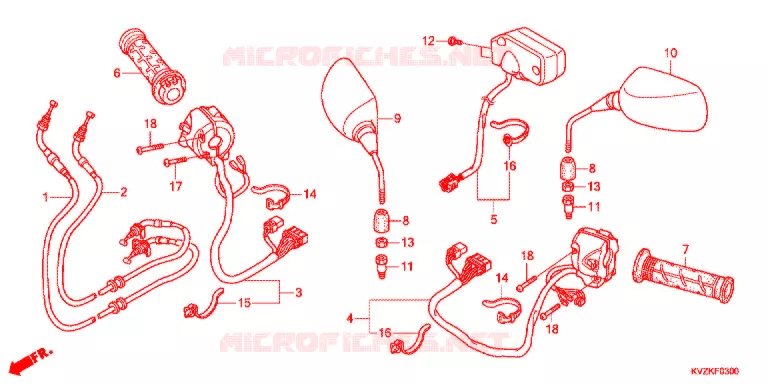 COMMODO - CABLE - RETROVISEUR Honda SCOOTER 250 FORZA 2013  NSS250DB