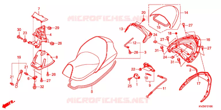 SELLE - POIGNEE ARRIERE Honda SCOOTER 250 FORZA 2011  NSS250DB