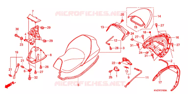 SELLE - POIGNEE ARRIERE Honda SCOOTER 250 FORZA 2009  NSS250SA9