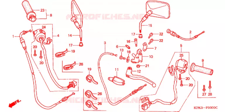 LEVIER DE GUIDON - CABLE - COMMODO Honda MOTO 200 PHANTOM 2001  TA2002