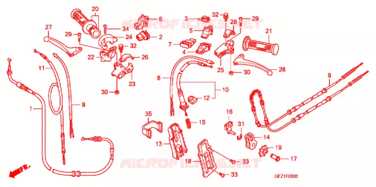 LEVIER DE GUIDON - CABLE - COMMODO Honda SCOOTER 50 GYRO 2014  TC50B
