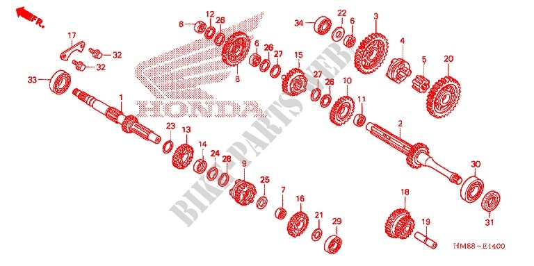 BOITE DE VITESSES pour Honda TRX 250 FOURTRAX RECON Electric Shift 2008