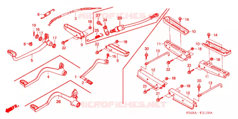 PEDALE - REPOSE PIED Honda ATV 250 FOURTRAX 2005  TRX250TM5