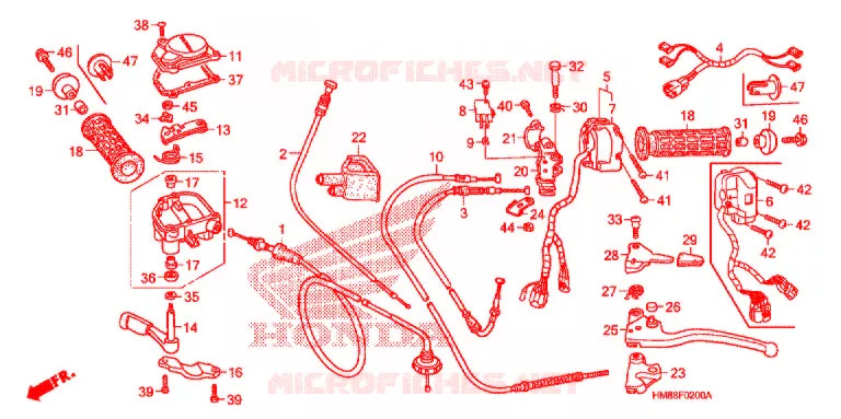 LEVIER DE GUIDON - CABLE - COMMODO Honda ATV 250 FOURTRAX 2006  TRX250TM6